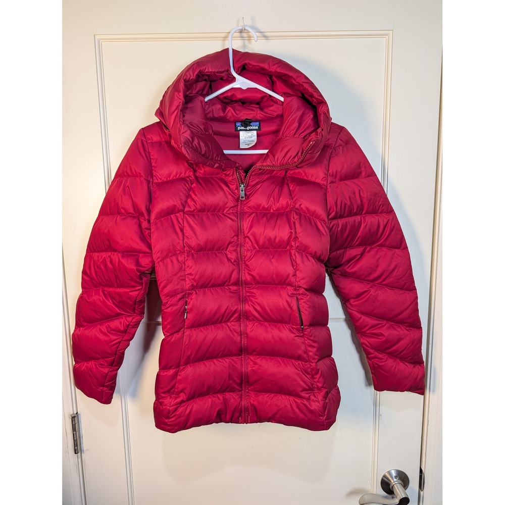 Patagonia Down With It Jacket Womens XS Red Puffer Hooded Coat 28601 FA13